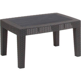 Global Industrial DAD-SF2-T-DKGY-GG Flash Furniture Faux Rattan with Plank Top Coffee Table - Dark Gray image.
