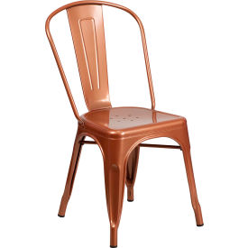 Global Industrial ET-3534-POC-GG Flash Furniture Metal Indoor-Outdoor Stackable Chair - Copper image.