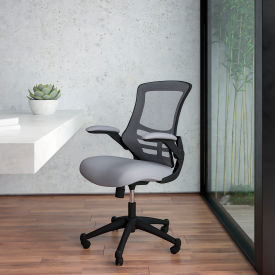 Global Industrial BL-X-5M-DKGY-GG Flash Furniture Mid-Back Dark Gray Mesh Swivel Ergonomic Task Office Chair with Flip-Up Arms image.