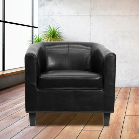 Global Industrial BT-873-BK-GG Leather Lounge Guest Chair - Black image.
