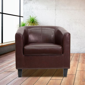 Global Industrial BT-873-BN-GG Leather Lounge Guest Chair - Brown image.