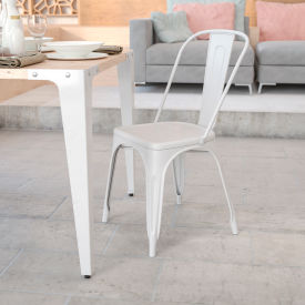Global Industrial CH-31230-WH-GG Flash Furniture Metal Indoor-Outdoor Stackable Chair - White image.