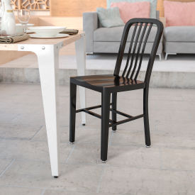 Global Industrial CH-61200-18-BK-GG Flash Furniture Metal Indoor-Outdoor Chair - Black image.