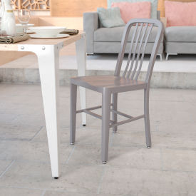 Global Industrial CH-61200-18-SIL-GG Flash Furniture Metal Indoor-Outdoor Restaurant Chair - Silver image.