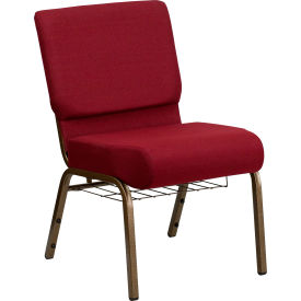 Global Industrial FD-CH0221-4-GV-3169-BAS-GG Flash Furniture 21W Church Chair with Book Rack - Fabric - Burgundy - Hercules Series image.