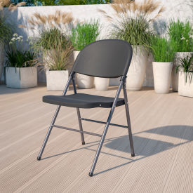 Global Industrial DAD-YCD-50-GG Flash Furniture Plastic Folding Chair - Black with Charcoal Frame - Hercules Series image.
