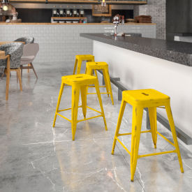 Flash Furniture 24"H Backless Counter Height Stool - Metal - Yellow Flash Furniture 24"H Backless Counter Height Stool - Metal - Yellow