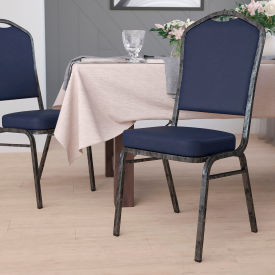 Global Industrial FD-C01-SILVERVEIN-NY-VY-GG Flash Furniture Banquet Stacking Chair - Vinyl 2-1/2" Seat Cushion - Navy - Hercules Series image.