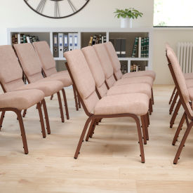 Global Industrial FD-CH02185-CV-BGE1-GG Flash Furniture 18.5"W Stacking Church Chair - Fabric - Beige - Hercules Series image.