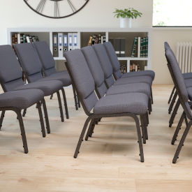 Global Industrial FD-CH02185-SV-DKGY-GG Flash Furniture 18.5"W Stacking Church Chair - Fabric - Dark Gray - Hercules Series image.
