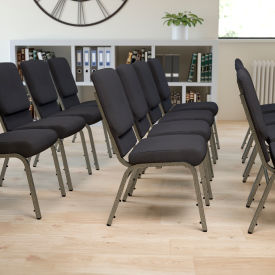 Global Industrial FD-CH02185-SV-JP02-GG Flash Furniture 18.5"W Stacking Church Chair - Fabric - Black Patterned - Hercules Series image.