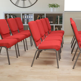 Global Industrial FD-CH02185-SV-RED-GG Flash Furniture 18.5"W Stacking Church Chair - Fabric - Red - Hercules Series image.