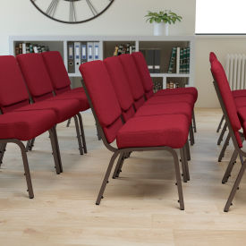 Global Industrial FD-CH0221-4-GV-3169-GG Flash Furniture 21W Stacking Church Chair - Fabric - Burgundy - Hercules Series image.