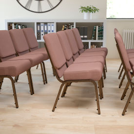 Global Industrial FD-CH0221-4-GV-BNDOT-GG Flash Furniture 21W Stacking Church Chair - Fabric - Brown - Hercules Series image.
