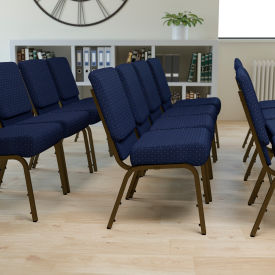 Global Industrial FD-CH0221-4-GV-S0810-GG Flash Furniture 21W Stacking Church Chair - Fabric - Navy Blue Dot Pattern - Hercules Series image.