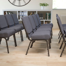 Global Industrial FD-CH0221-4-SV-DKGY-GG Flash Furniture 21"W Stacking Church Chair - Fabric - Dark Gray - Hercules Series image.