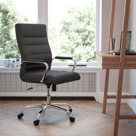 Global Industrial GO-2286H-BK-GG Flash Furniture Executive Swivel Chair - High Back - Leather - Black image.