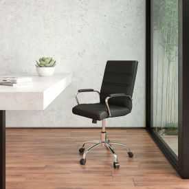 Global Industrial GO-2286M-BK-GG Flash Furniture Executive Swivel Chair - Mid Back - Leather - Black image.