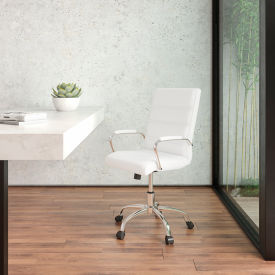 Global Industrial GO-2286M-WH-GG Flash Furniture Executive Swivel Chair - Mid Back - Leather - White image.