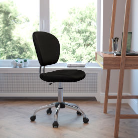 Global Industrial H-2376-F-BK-GG Flash Furniture Mesh Padded Swivel Task Office Chair - Black - Mid-Back image.