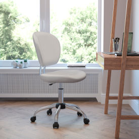 Flash Furniture Mesh Padded Swivel Task Office Chair - White - Mid-Back 