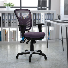 Global Industrial HL-0001-DK-GY-GG Flash Furniture Executive Ergonomic Office Chair w/Adjustable Arms & Black Frame - Dark Gray image.