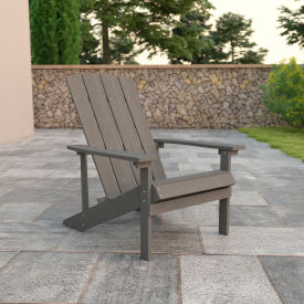 Global Industrial JJ-C14501-LTG-GG Flash Furniture Charlestown All-Weather Adirondack Chair - Light Gray Faux Wood image.