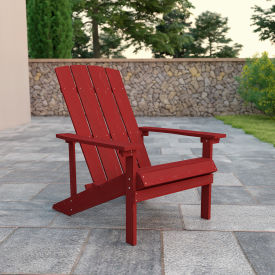 Global Industrial JJ-C14501-RED-GG Flash Furniture Charlestown All-Weather Adirondack Chair - Red Faux Wood image.