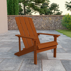 Global Industrial JJ-C14501-TEAK-GG Flash Furniture Charlestown All-Weather Adirondack Chair - Teak Faux Wood image.
