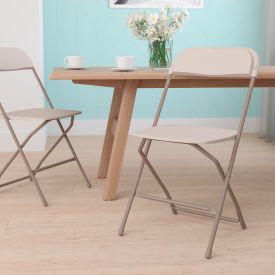 Global Industrial LE-L-3-BEIGE-GG Flash Furniture Premium Plastic Folding Chair - Beige - Hercules Series image.