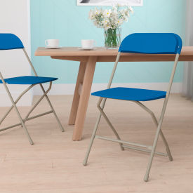 Global Industrial LE-L-3-BLUE-GG Flash Furniture Premium Plastic Folding Chair - Blue - Hercules Series image.