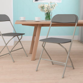 Global Industrial LE-L-3-GREY-GG Flash Furniture Premium Plastic Folding Chair - Gray - Hercules Series image.