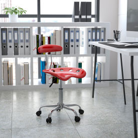 Global Industrial LF-214-WINERED-GG Flash Furniture Desk Stool with Back - Plastic - Wine Red image.