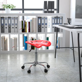 Global Industrial LF-214A-RED-GG Flash Furniture Vibrant Red Tractor Seat and Chrome Stool image.
