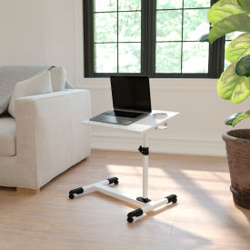 Flash Furniture Adjustable Height Steel Mobile Laptop Desk White
