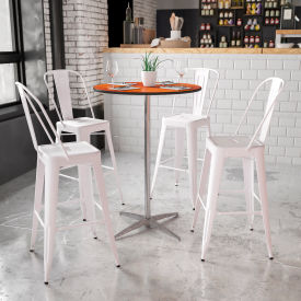Global Industrial XA-30-COTA-GG Flash Furniture 30" Round Cocktail Table With 30" & 42" Leg Columns, Natural  image.