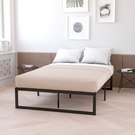 Global Industrial XU-BD10001-K-GG Flash Furniture Metal Platform Bed Frame with Steel Slat Support, 14" H, King Size image.