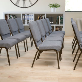 Global Industrial XU-CH-60096-BEIJING-GY-GG Flash Furniture 18.5W Stacking Church Chair - Fabric - Gray - Hercules Series image.