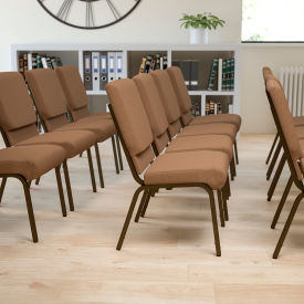 Global Industrial XU-CH-60096-BN-GG Flash Furniture 18.5W Stacking Church Chair - Fabric - Brown - Hercules Series image.