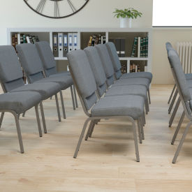 Global Industrial XU-CH0221-GY-SV-GG Flash Furniture 21"W Stacking Church Chair - Fabric - Gray - Hercules Series image.