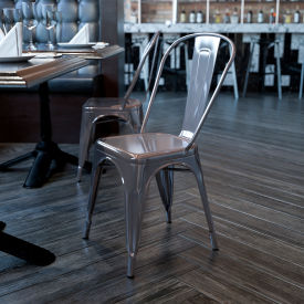 Global Industrial XU-DG-TP001-GG Flash Furniture Clear Coated Metal Indoor Stackable Chair image.