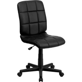 Global Industrial GO-1691-1-BK-GG Flash Furniture Quilted Vinyl Swivel Task Chair - Mid-Back - Black image.