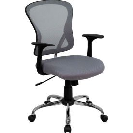 Global Industrial H-8369F-GY-GG Flash Furniture Swivel Task Office Chair - Mesh - Mid-Back - Gray image.