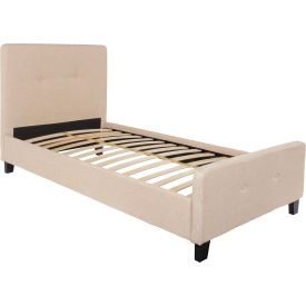 Global Industrial HG-17-GG Flash Furniture Tribeca Tufted Upholstered Platform Bed in Beige, Twin Size image.