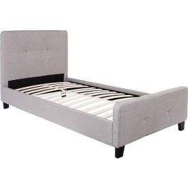 Flash Furniture Tribeca Tufted Upholstered Platform Bed in Light Gray Twin Size