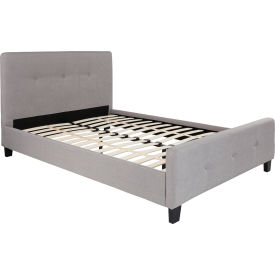 Global Industrial HG-26-GG Flash Furniture Tribeca Tufted Upholstered Platform Bed in Light Gray, Full Size image.