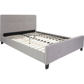 Flash Furniture Tribeca Tufted Upholstered Platform Bed in Light Gray Queen Size