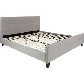Global Industrial HG-28-GG Flash Furniture Tribeca Tufted Upholstered Platform Bed in Light Gray, King Size image.