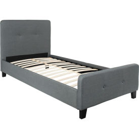 Global Industrial HG-29-GG Flash Furniture Tribeca Tufted Upholstered Platform Bed in Dark Gray, Twin Size image.