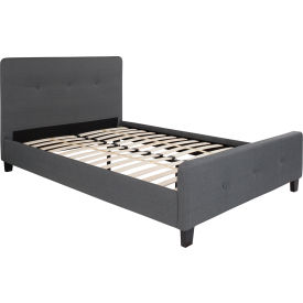 Flash Furniture Tribeca Tufted Upholstered Platform Bed in Dark Gray Full Size